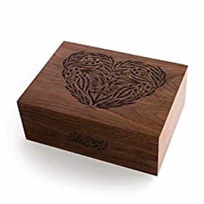 Floral Heart Laser Cut Wood Keepsake Box